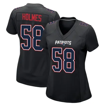 Women's Xavier Holmes New England Patriots Game Black Carbon Fashion Jersey