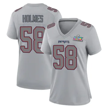 Women's Xavier Holmes New England Patriots Game Silver Atmosphere Fashion Super Bowl LX Patch Jersey