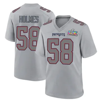 Youth Xavier Holmes New England Patriots Game Silver Atmosphere Fashion Super Bowl LX Patch Jersey